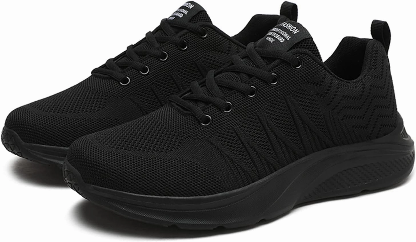 IWIHMIV Mens Slip-on Tennis Shoes Non Slip Solid Color Walking Running Lightweight Breathable Casual Work Shoes Orthotic Running Shoes