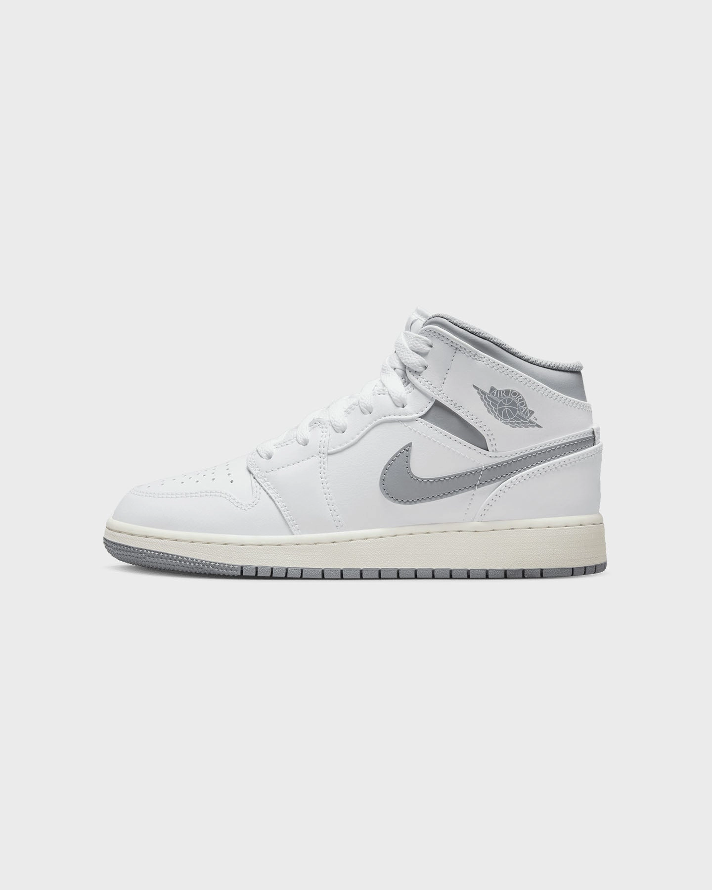Jordan Kids' Air Jordan 1 Mid (GS) "Vintage Grey" White/Stealth Nike Shoes Friday Sale