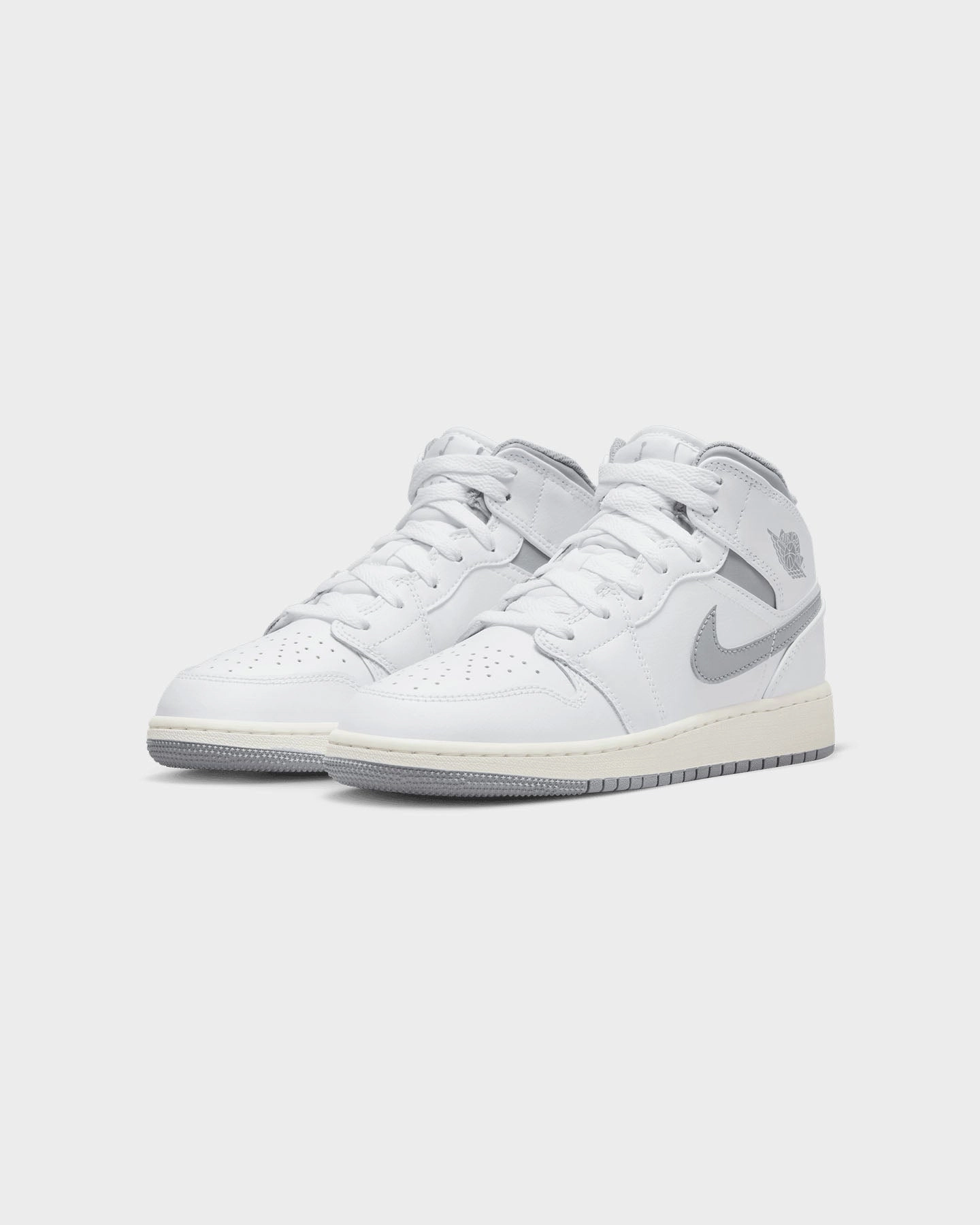 Nike Professional Running Shoes Jordan Kids' Air Jordan 1 Mid (GS) "Vintage Grey" White/Stealth