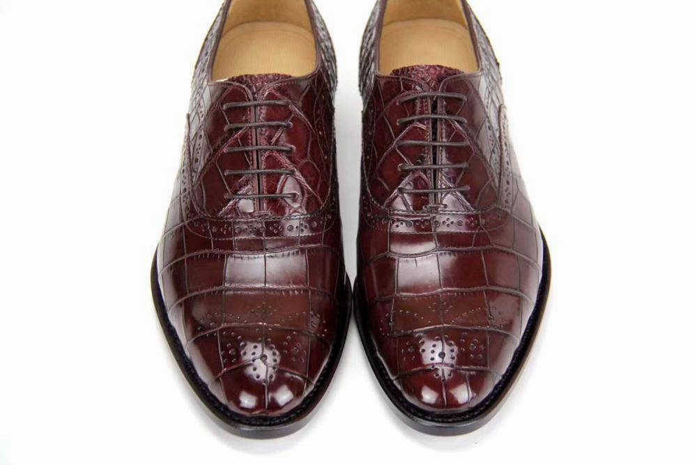 Crocodile Shoes Brown Genuine Crocodile Belly Leather Formal Lace-up Shoes For Men,Goodyear Sole High Heel Shoes Size 8