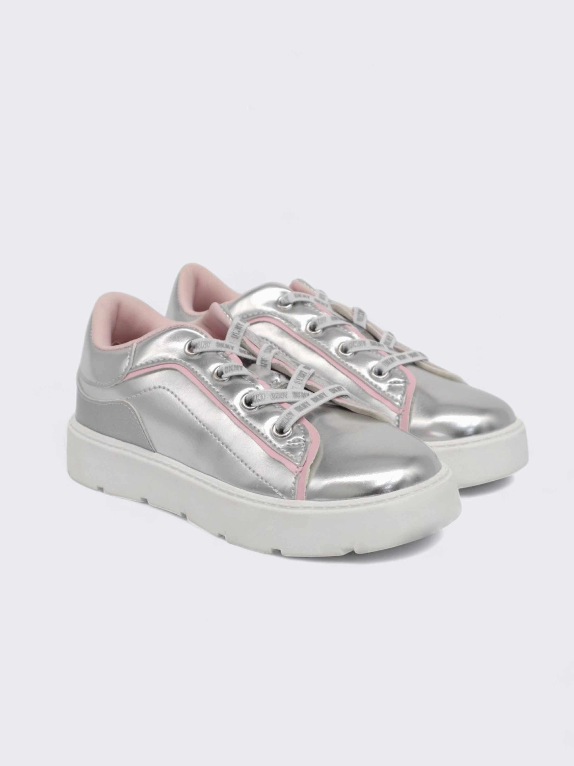 Old Skool Casual Shoes Kid's Girl's Plain Casual Shoes,Silver