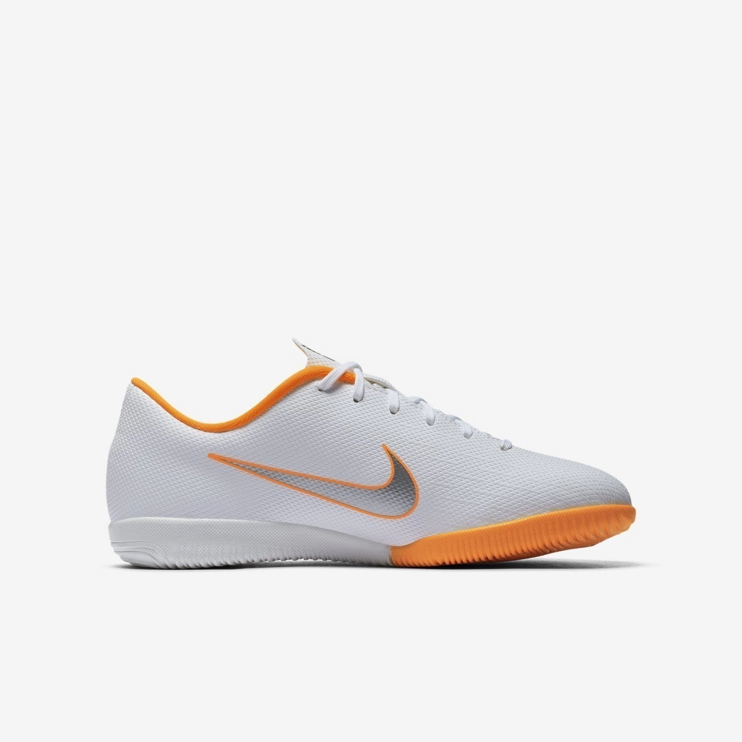 Kid's MercurialX Vapor XII Academy Indoor Soccer Shoes - White/Orange/Grey Zephyr Soccer Cleats