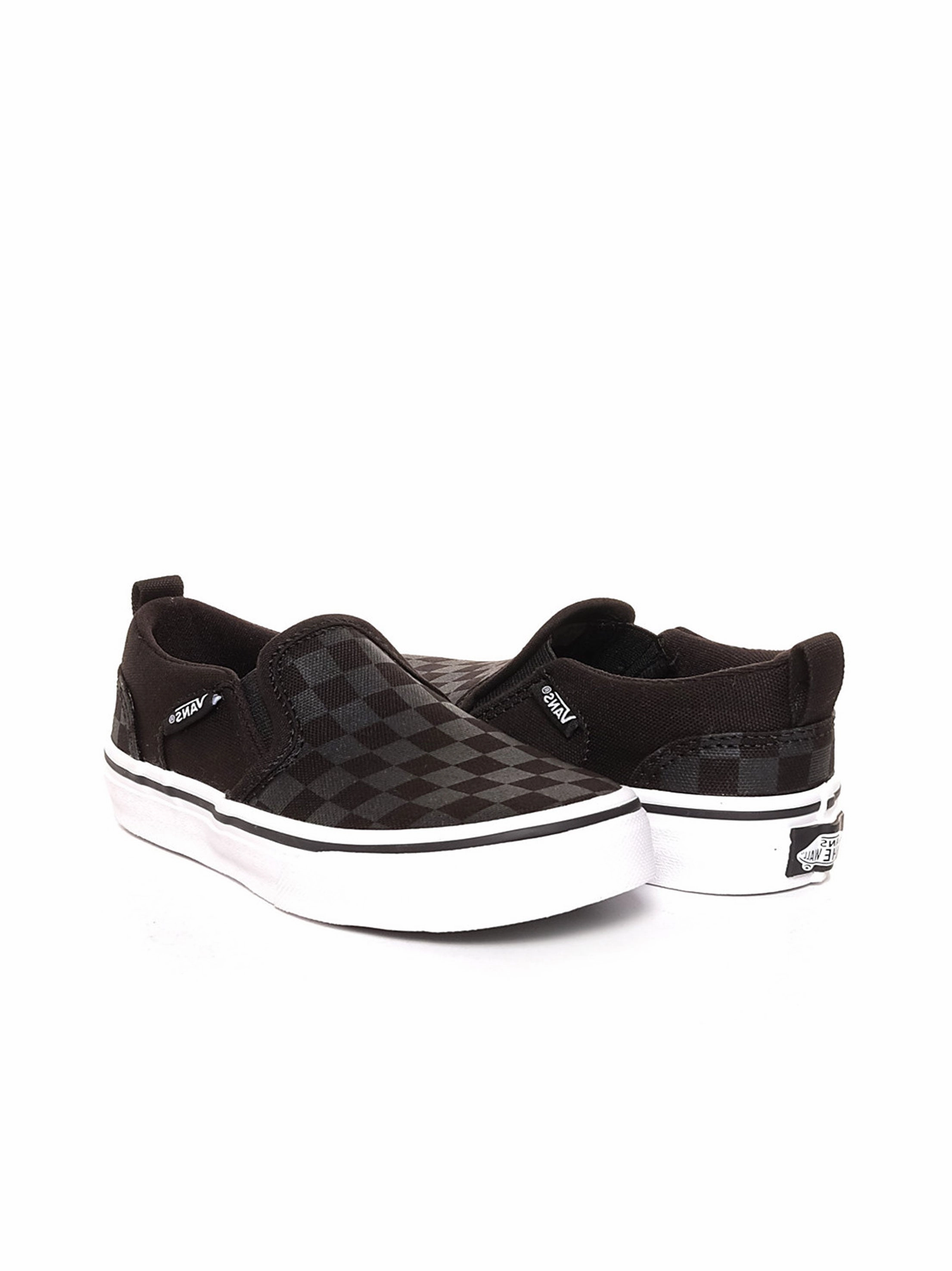 Kids Boy Plaid Slip On Shoes,Black Top Casual Shoe
