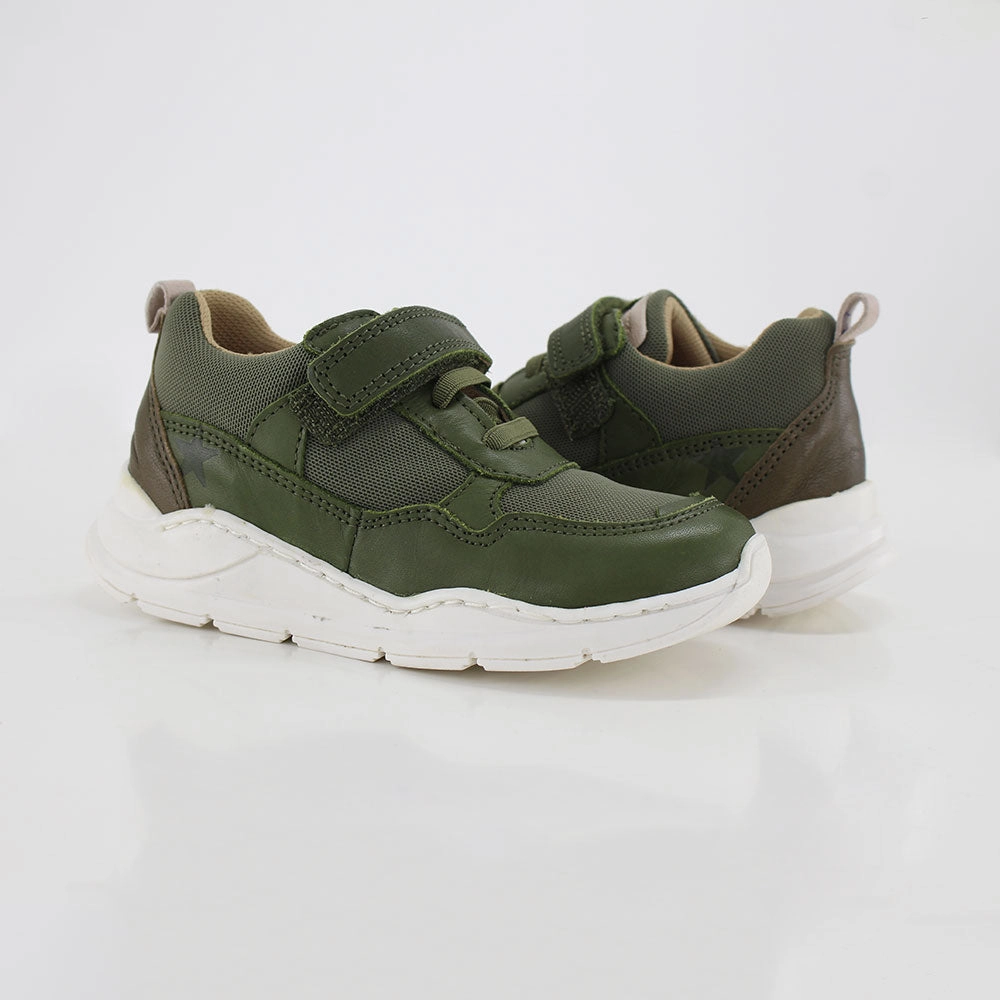 Kids Boy Sporty with a lightweight outer sole sneakers,Olive Best Leather Casual Slip On Shoes