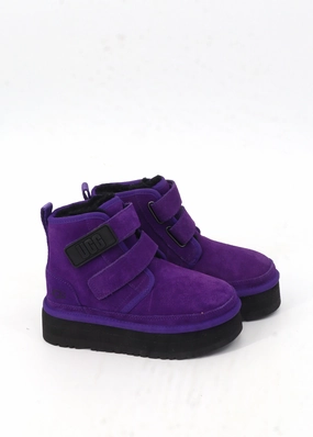 Leather Ankle Boots Low Heel Kids Girl's Plain Ankle Boots,Purple