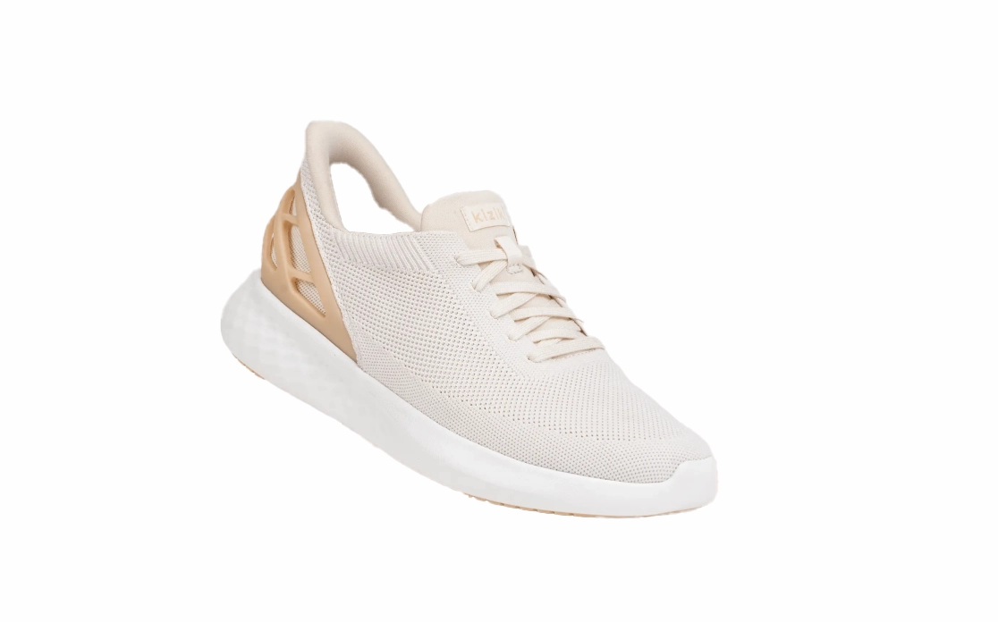 Trail Running Shoes Flat Feet KIZIK WOMENS ATHENS  STEP IN - WHITE CREME