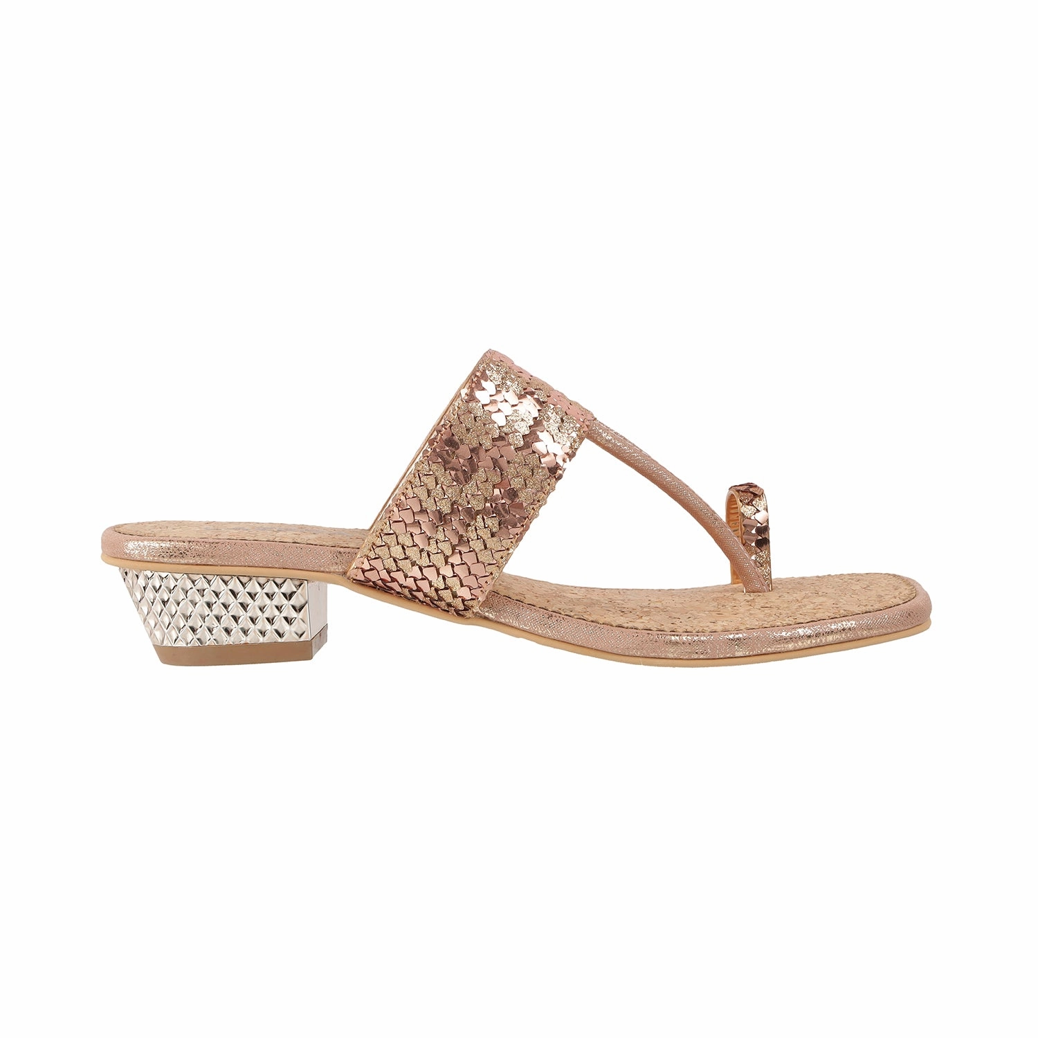 Lazera Partywear Toe Ring Flats with Mini Box Heel (1579) Flat Comfortable Shoes For Work