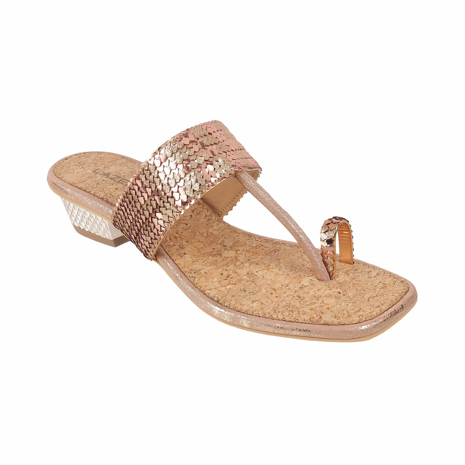 Lazera Partywear Toe Ring Flats with Mini Box Heel (1579)