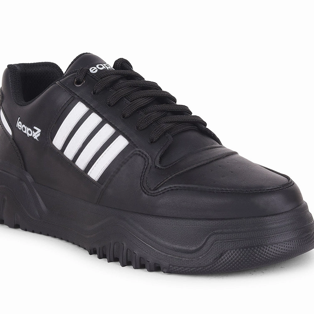 Leap7x Casual Black Lacing Sneakers For Men JAXER-1E By Liberty Slip Resistant Sneakers
