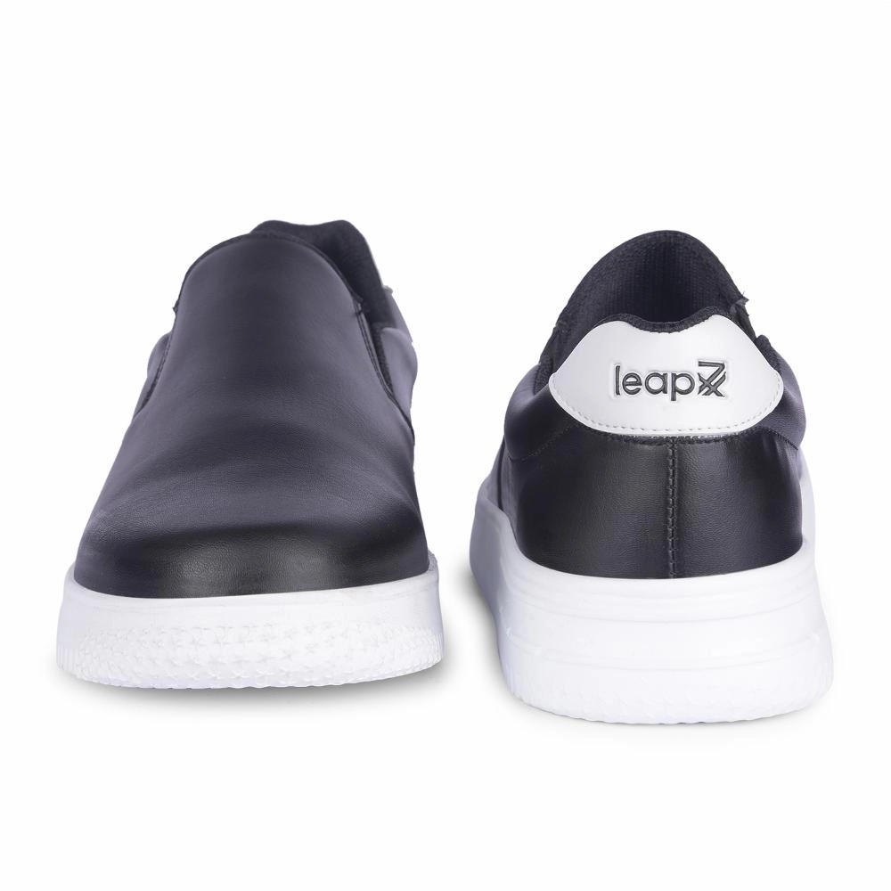 Leap7x Casual Black Non-Lacing Sneakers For Men DUGLAS-2E By Liberty Sneakers With Soles