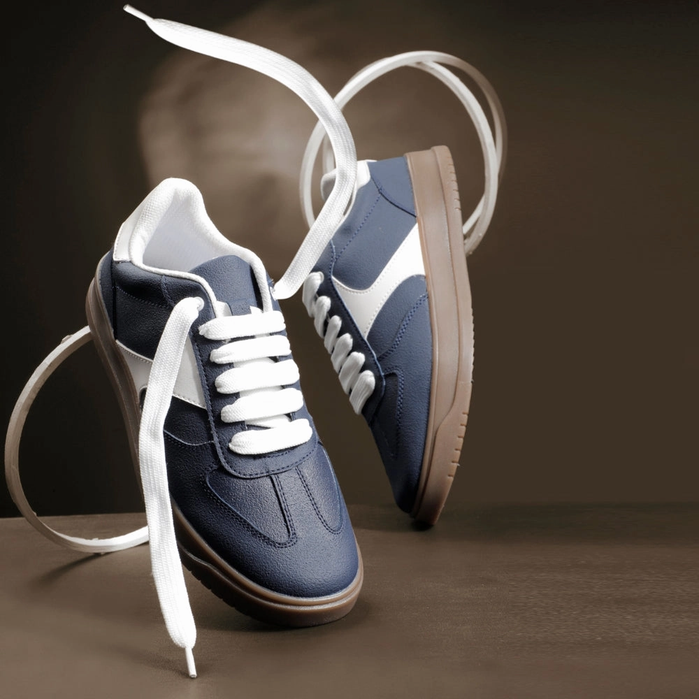 Wide Toe Box Sneakers Leap7x Casual Navy Blue Lacing Sneakers For Men SPORTSTAR7 By Liberty