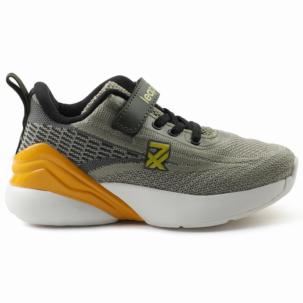 Best Running Shoes With Wide Toe Box Leap7x Olive Green Sports Lacing Running Shoes For Kids COVER-02 By Liberty