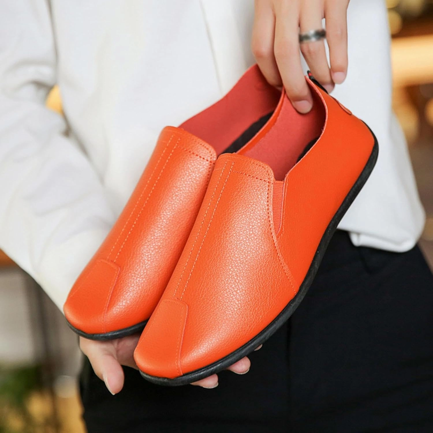 Casual Best Shoes For Office Work Leisure Men's Four Seasons Non Slip Flat Round Toe Breathable Slip On Lazy Leisure Casual Dress Shoes for Men Size 8 Cushion