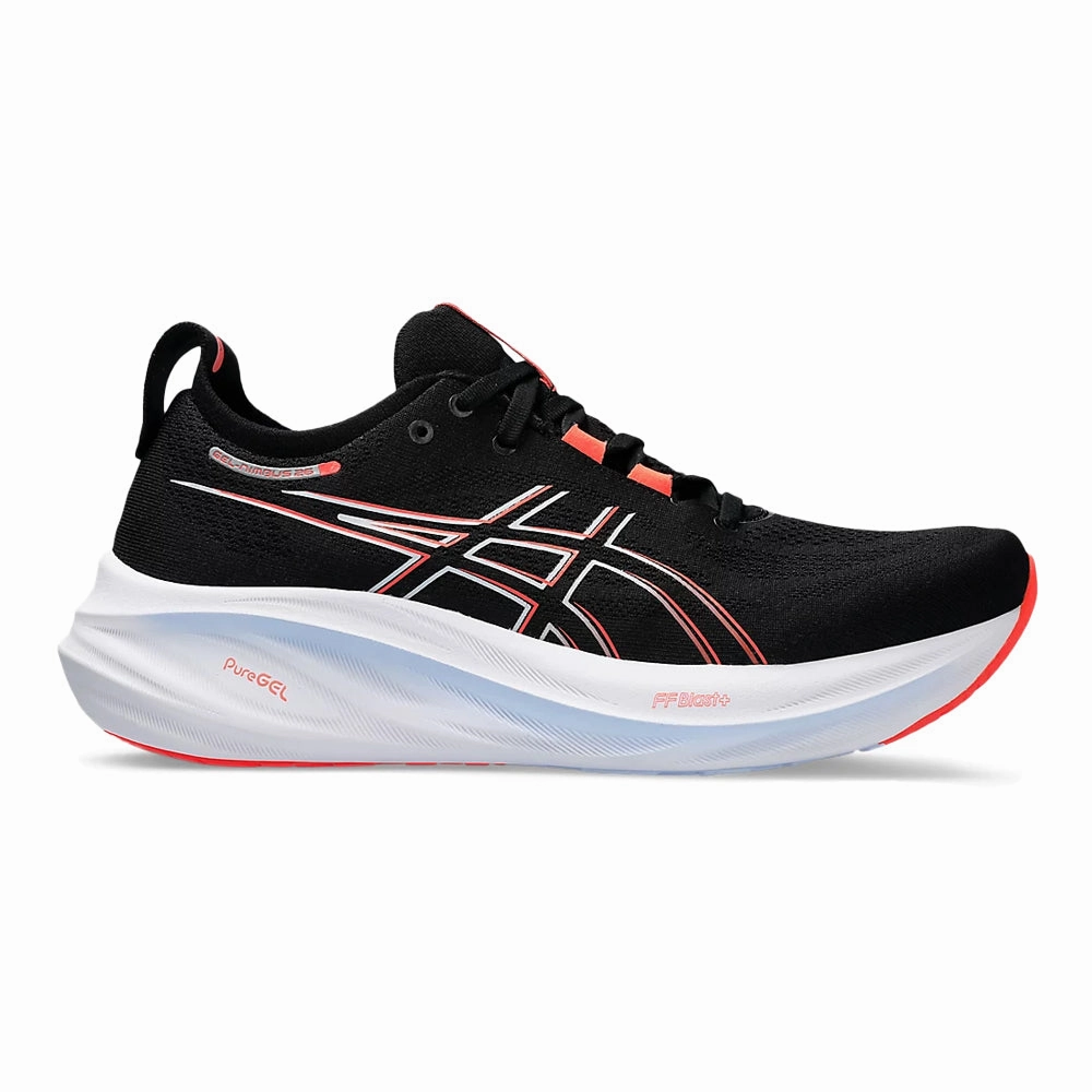 Men's Asics GEL-Nimbus 26, Black/True Red, 8 D Medium Asics Gel Game 8 Tennis Shoes