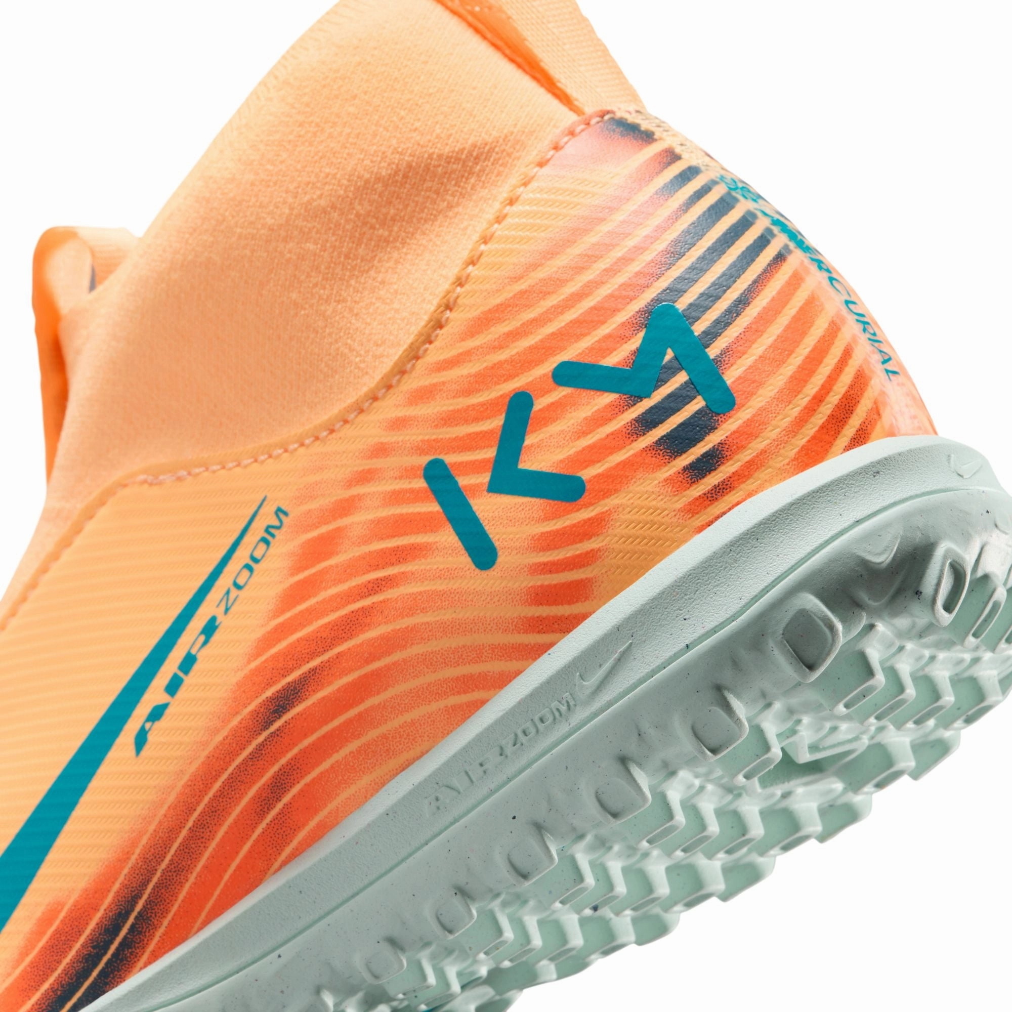 Brasil Soccer Cleats Nike Junior Superfly 10 Academy Kylian Mbappe TF Turf Soccer Shoes - Melon Tint/Neo Turq-Igloo