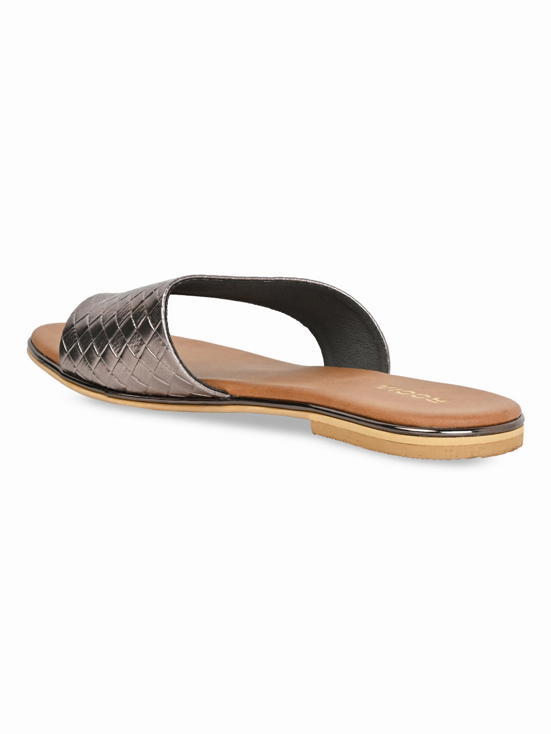 Rocia By Regal Gun Metal Women Casual Woven Flats Indian Flat Shoes