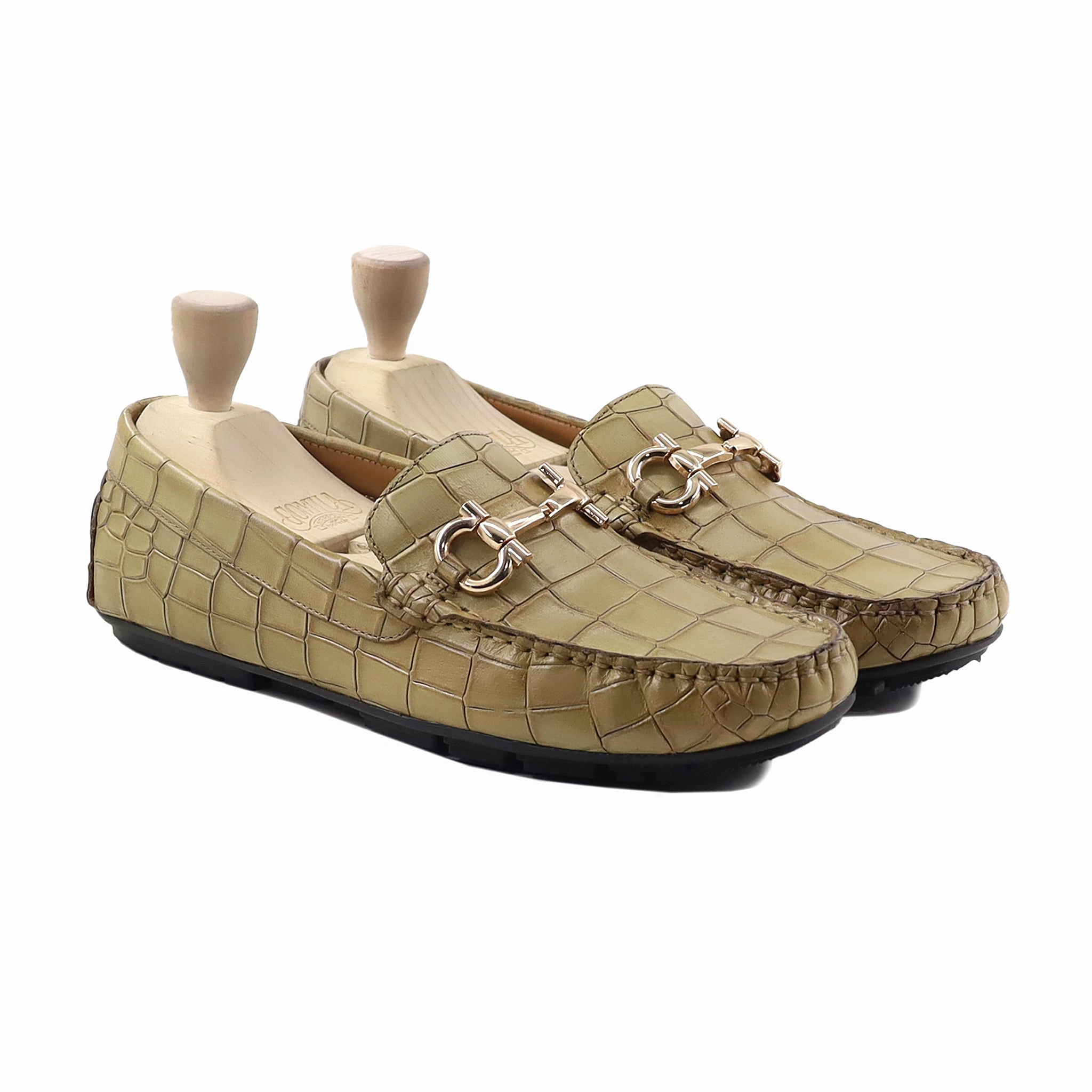 Girls' Little Kids' Air Max Casual Shoes Macabre - Men's Light Yellow Calf Leather Driver Shoe