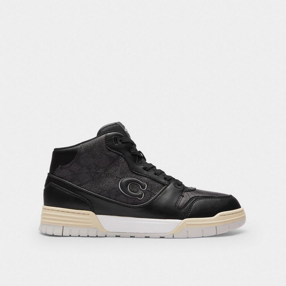 Coach Soho Mid Top Sneaker In Signature Canvas Charcoal Basketball Shoe Stores Near Me