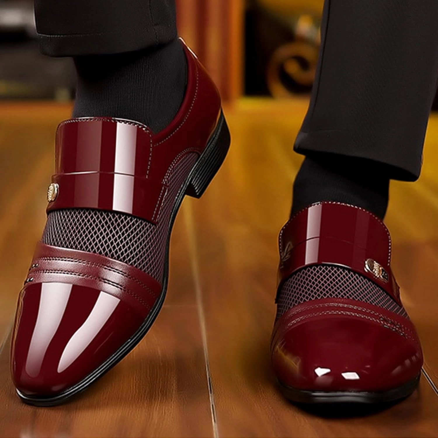 Casual Male Dress Shoes Men Leather Shoes Fashionable New Pattern Splicing Business Suit Comfortable Slip On Mens 2024 Boots Casual Men's Shoes Men S