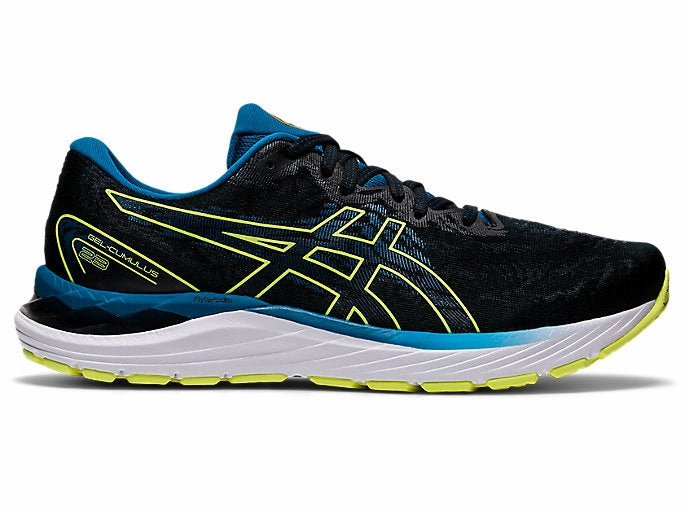 Men's Asics Gel-Cumulus 23, Black/Glow Yellow, 10 D Medium Asics Game Ff Tennis Shoes Sneaker