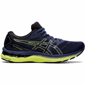 Men's Asics GEL-Nimbus 23, Thunder Blue/Glow Yellow, 8.5 D Medium Asics Reflex Wrestling Shoes