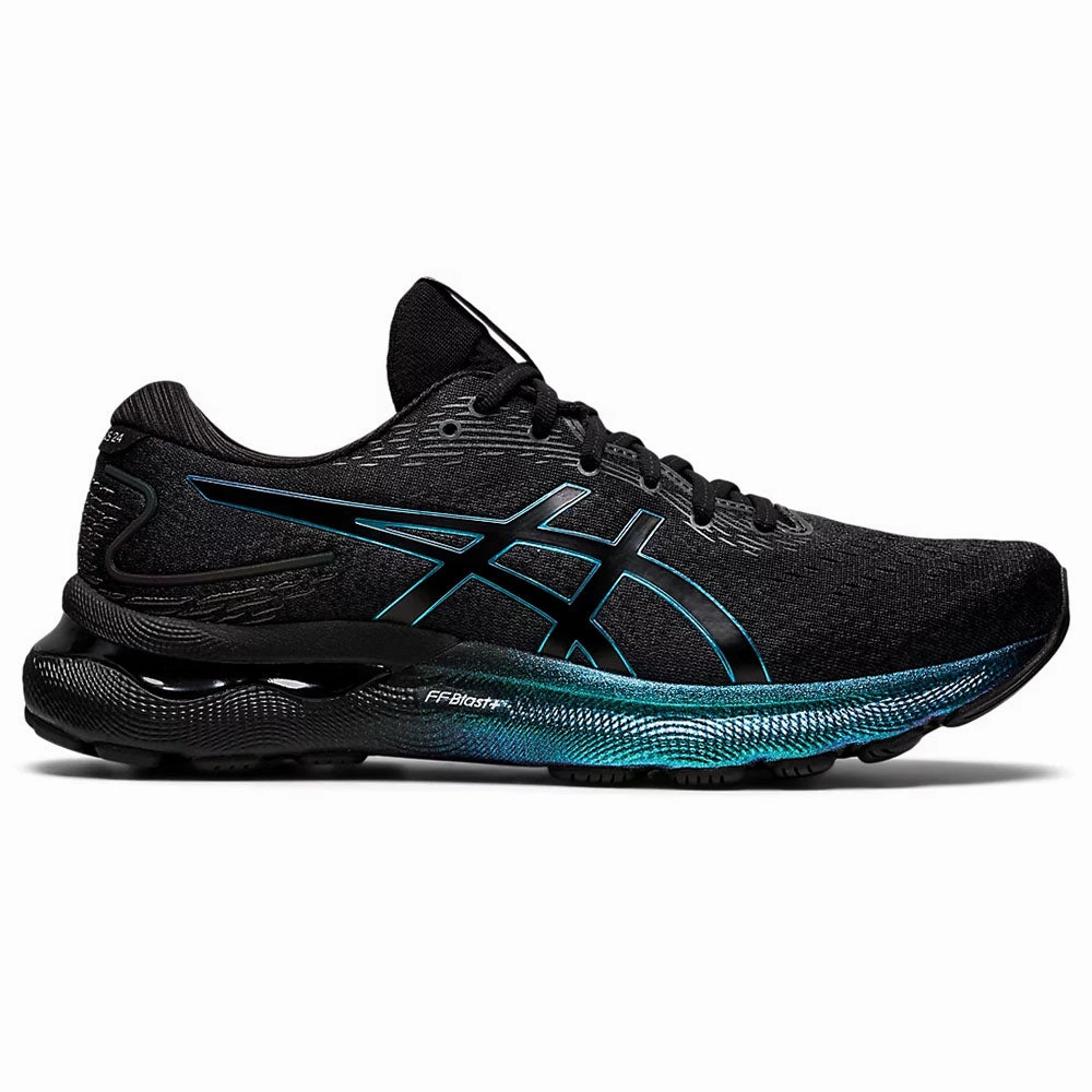 Asics Softest Running Shoe Men's Asics Gel-Nimbus 24 Platinum, Black/Black, 10 D Medium