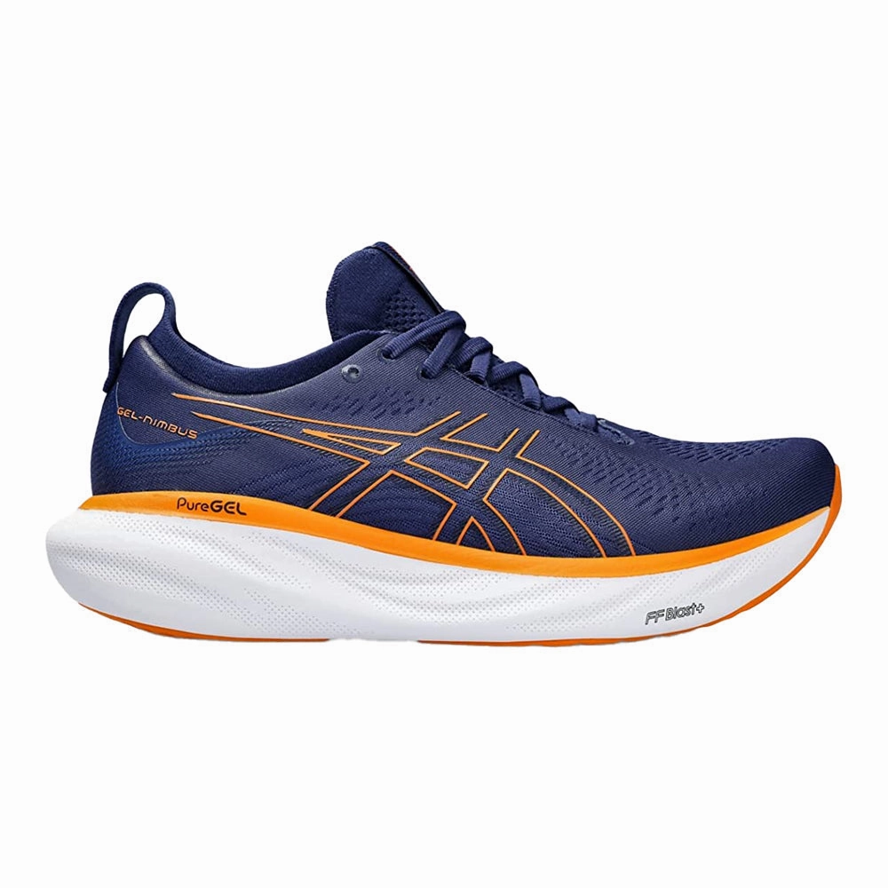 Men's Asics Gel-Nimbus 25, Deep Ocean/Bright Orange, 6 2E Wide Asics Gel Fit Sana 3 Cross Trainer Shoe