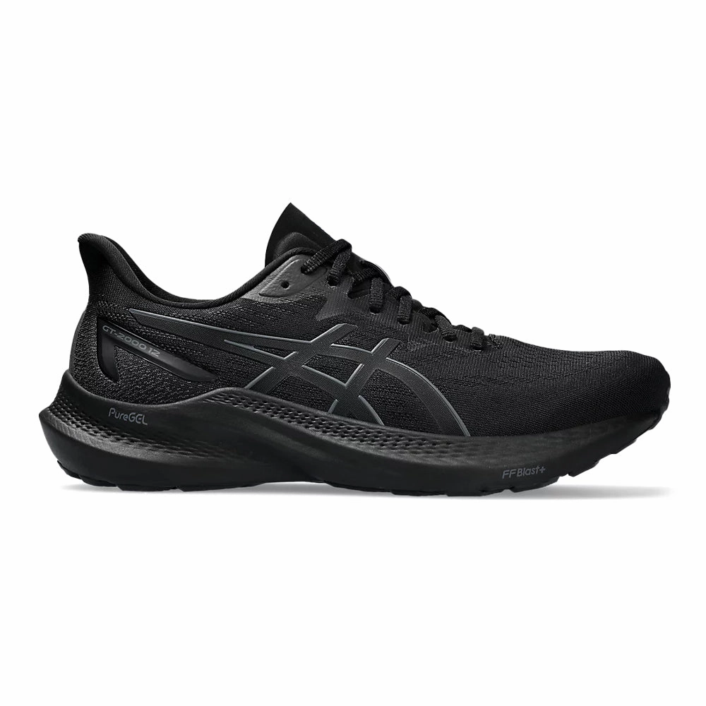Asics Ankle Support Running Shoes Men's Asics GT-2000 12, Black/Black, 12.5 4E Extra Wide