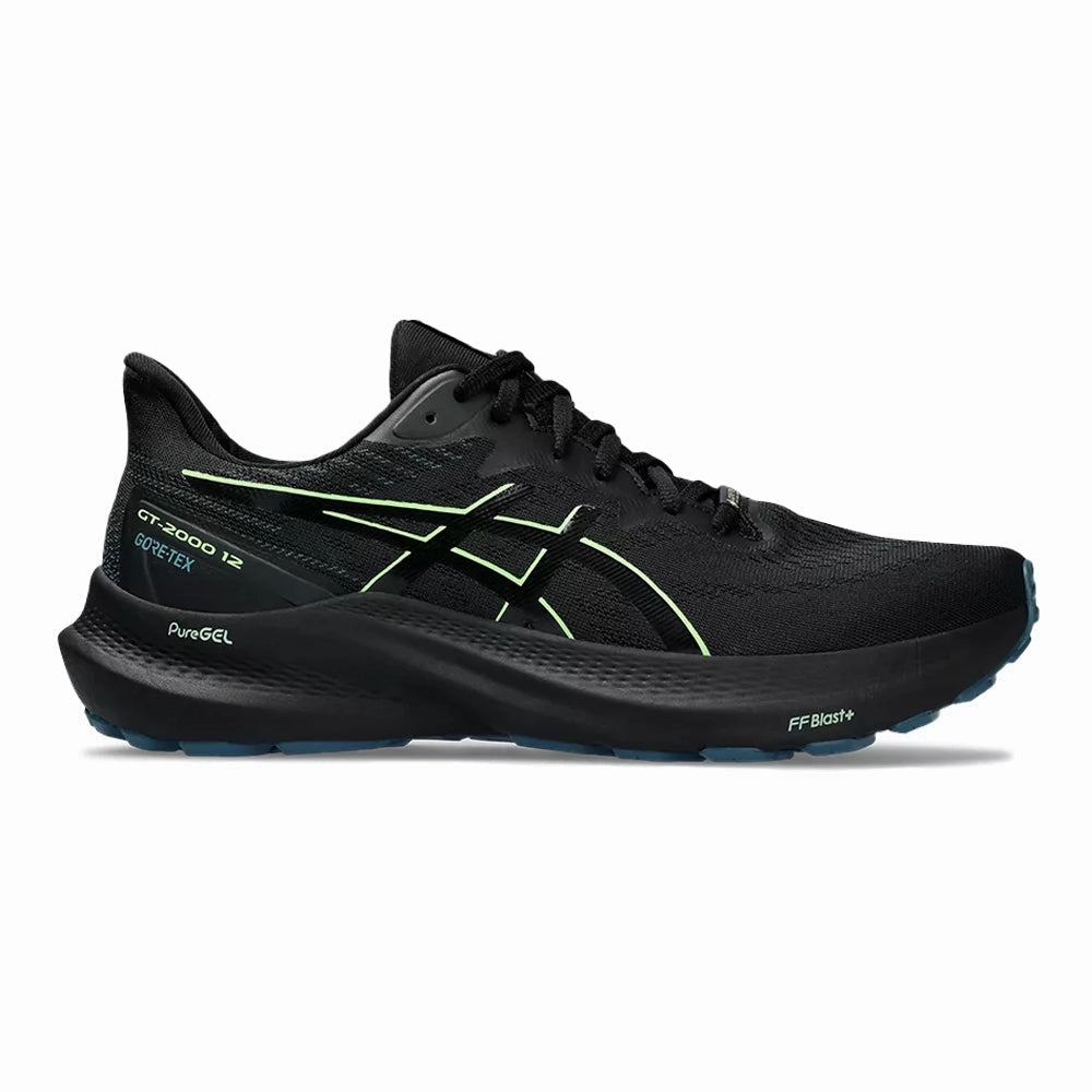 Men's Asics GT-2000 12 GTX, Black/Illuminate Green, 9 D Medium Coolest Asics Shoes