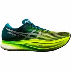 Cushioning Asics Running Shoes Men's Asics Metaspeed Sky , Velvet Pine/Safety Yellow, 11.5 D Medium