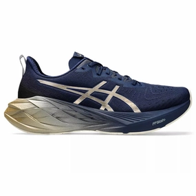 Men's Asics Novablast 4 Platinum, Blue Expanse/Champagne, 13 D Medium Asic Ex Eo Wrestling Shoes