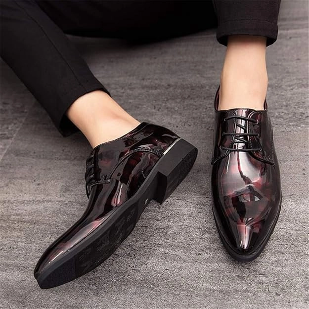 Tan Shoes Casual Men's Casual Leather Oxford Shoes Business Work Driving Casual Shoes Walking Shoes Fashion Boat Patent Leather Shoes