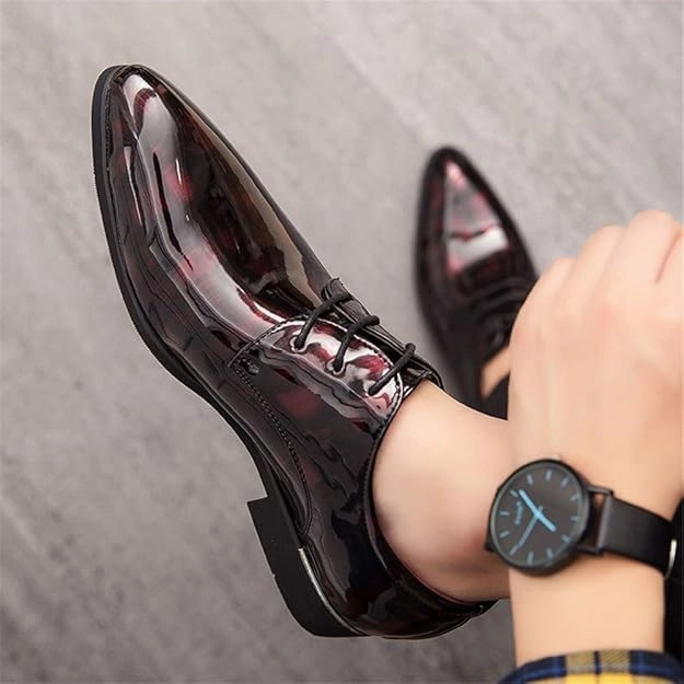 Regular Casual Shoes Men's Casual Leather Oxford Shoes Business Work Driving Casual Shoes Walking Shoes Fashion Boat Patent Leather Shoes