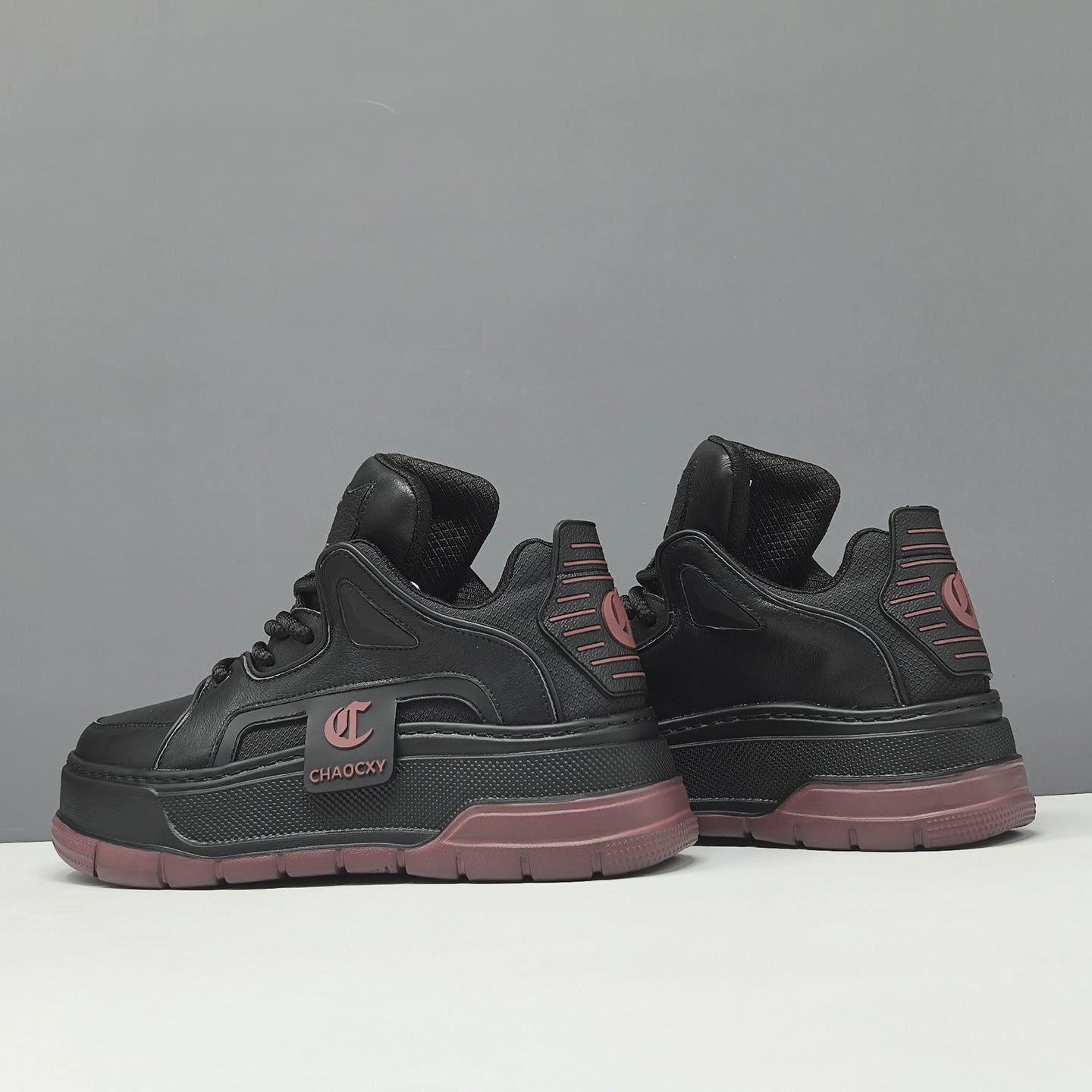 Men's Fashion Breathable Leather High Top Sneakers High Heel Feet Surgery