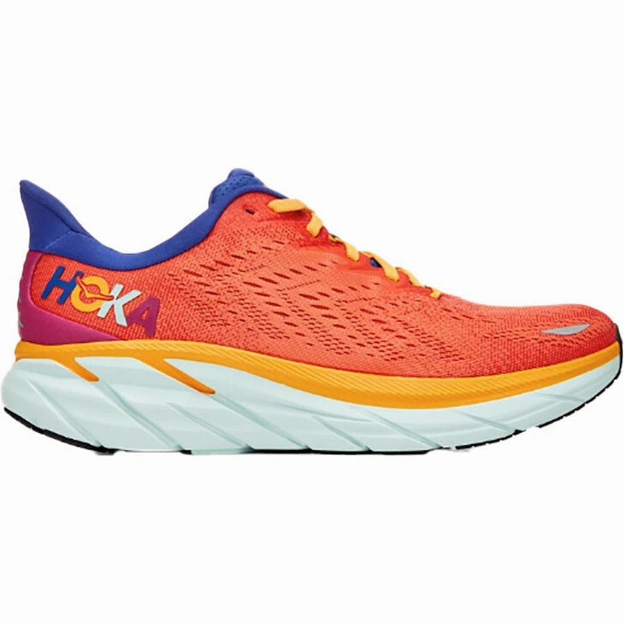 Men's Hoka Clifton 8, Fiesta/Bluing, 11 D Medium Discount Coupon