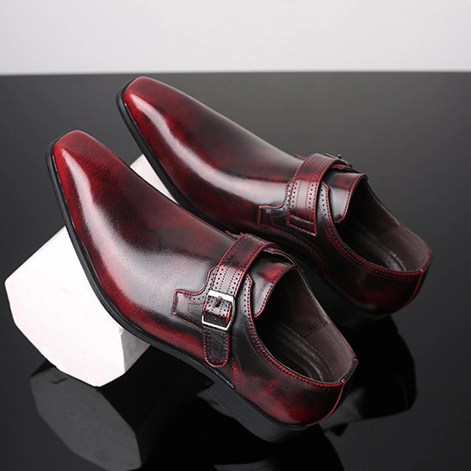 Men's Leather Dress Shoes Casual Slip-On Loafer Shoe Black Plain Oxford Footwear Workout Wedding Party Dressy Durable Business Casual Shoes