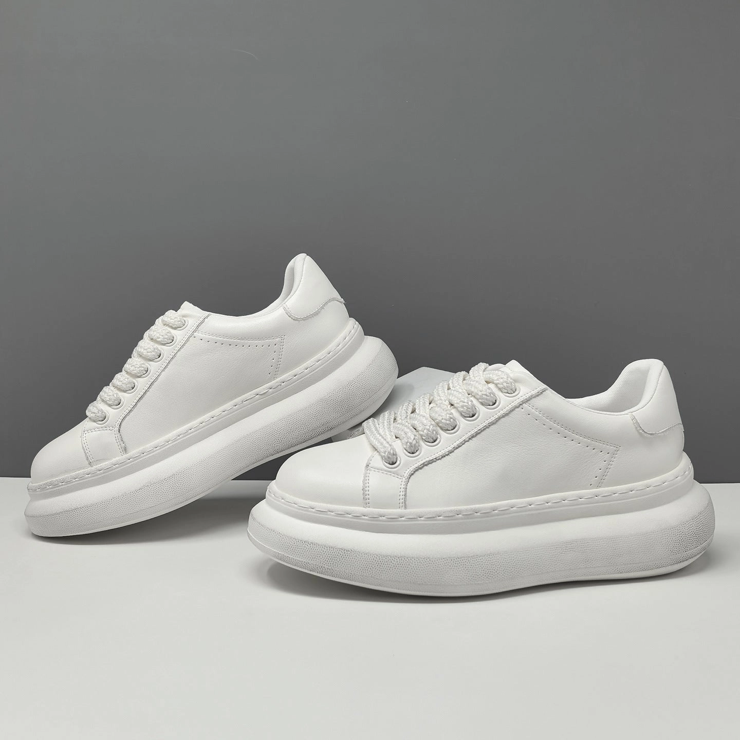 Best Sneakers For Back Pain Men's Minimalist Quilted Leather Thick Soled Casual Sneakers