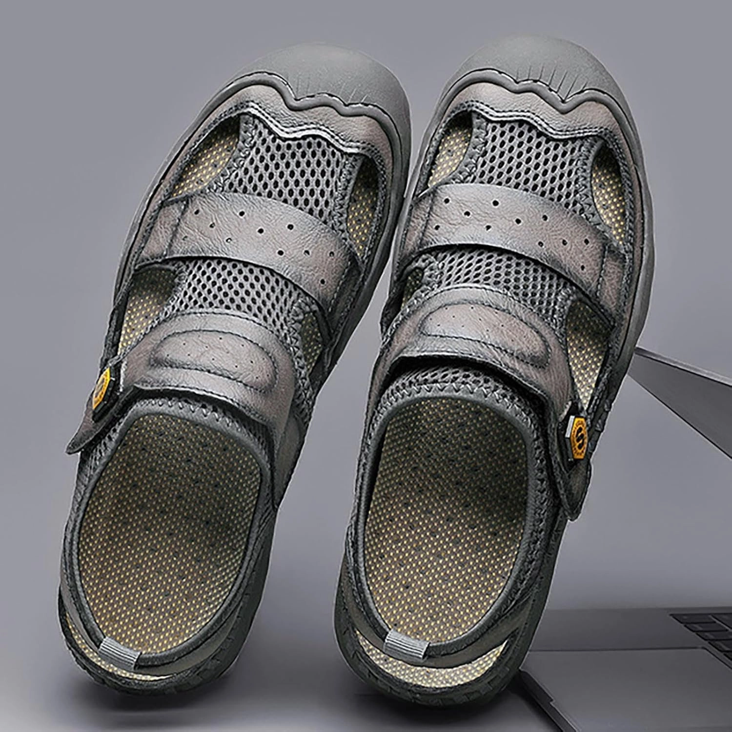 Men's Summer Mesh Breathable Casual Beach Shoes and Sandals Mens Hiking Sandals Mustard Casual Shoes