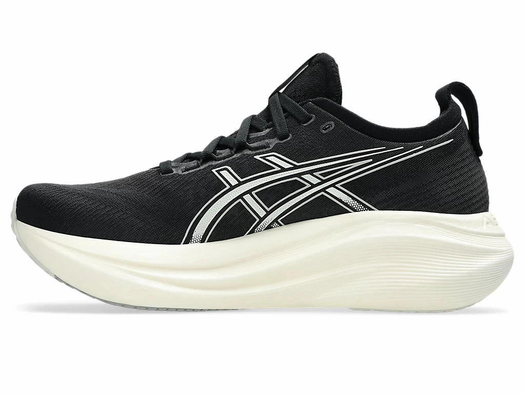 Wearing High Heels Everyday Mens ASICS Gel Nimbus 27 - Black/Lake Grey