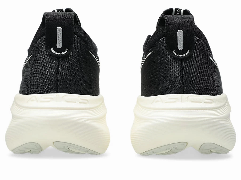 Mens ASICS Gel Nimbus 27 - Black/Lake Grey Image Of Heels