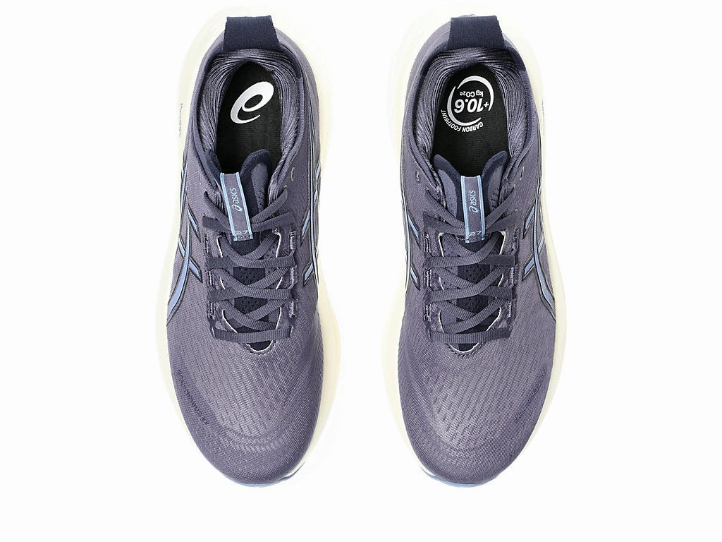 Thick High Heel Shoes Mens ASICS Gel Nimbus 27 - Indigo Fog/Denim Blue