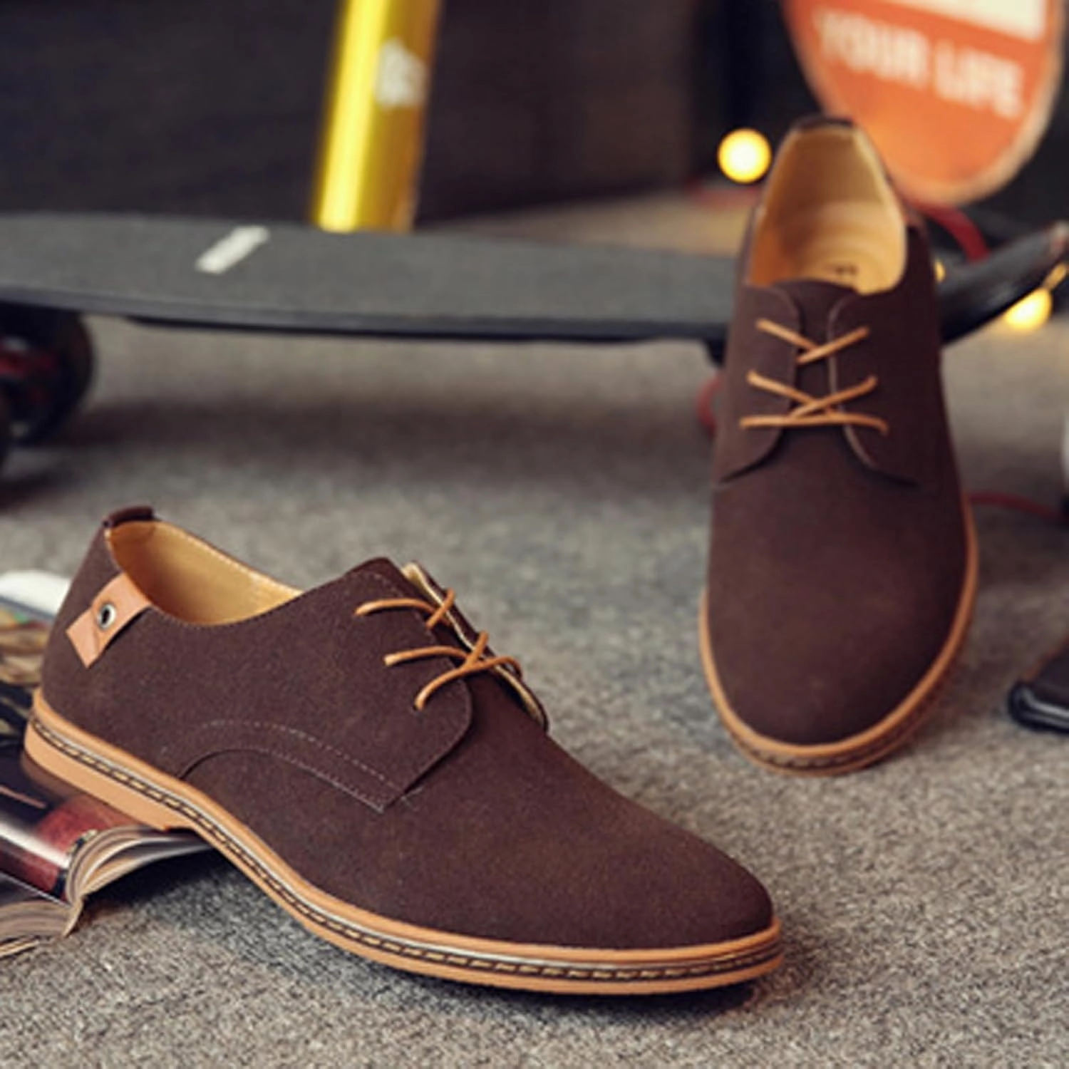 Classic Casual Shoes Mens Brown Dress Shoes Casual Oxford Business Shoe Leather Slip-on Loafer for Men Driving Office Outdoor Penny Comfort Stylish Footwear