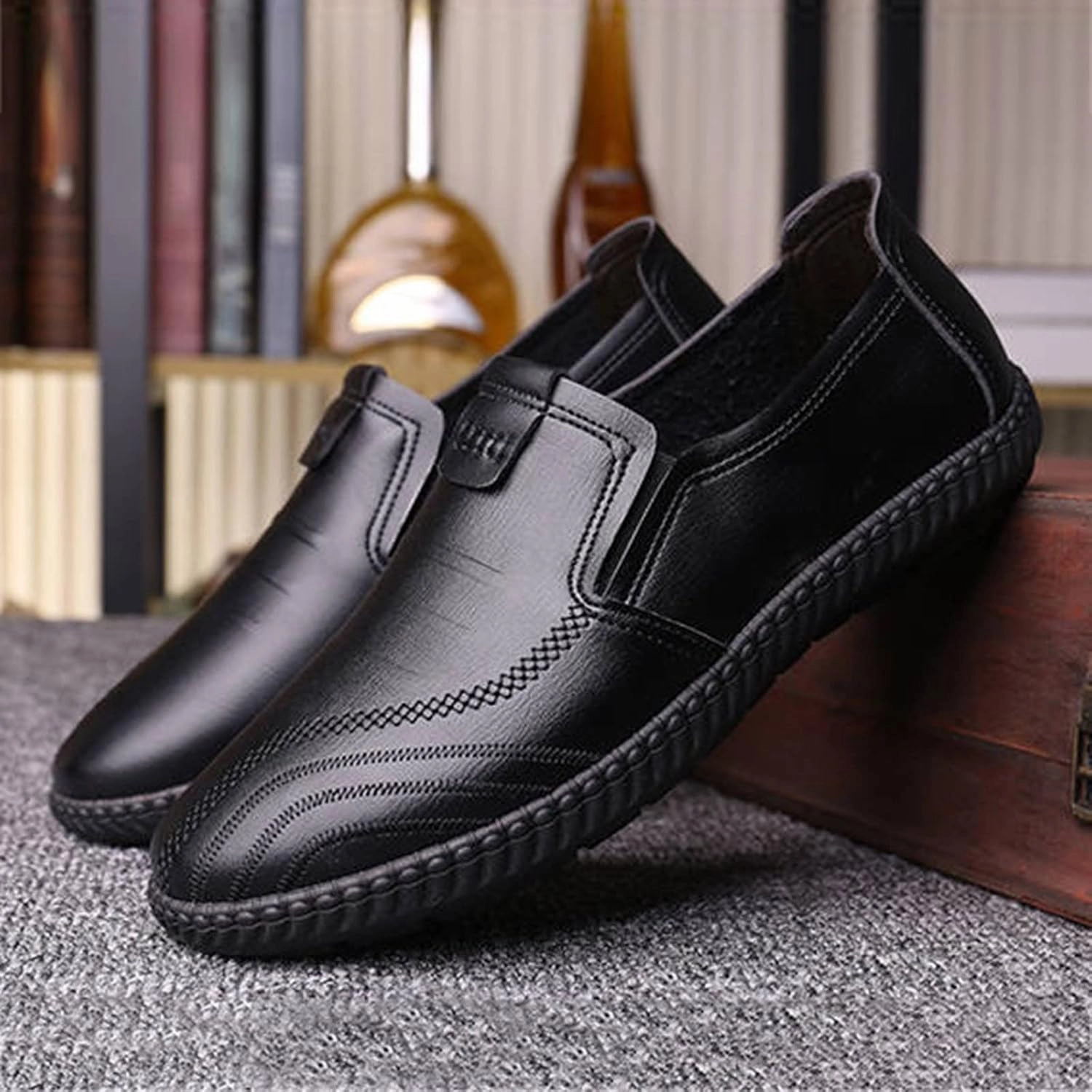 Casual Dad Shoes Mens Business Casual Shoes Wide Classical Style Leather Shoes for Men Mens Dress Shoes Loafers for Men Slip-Ons Casual
