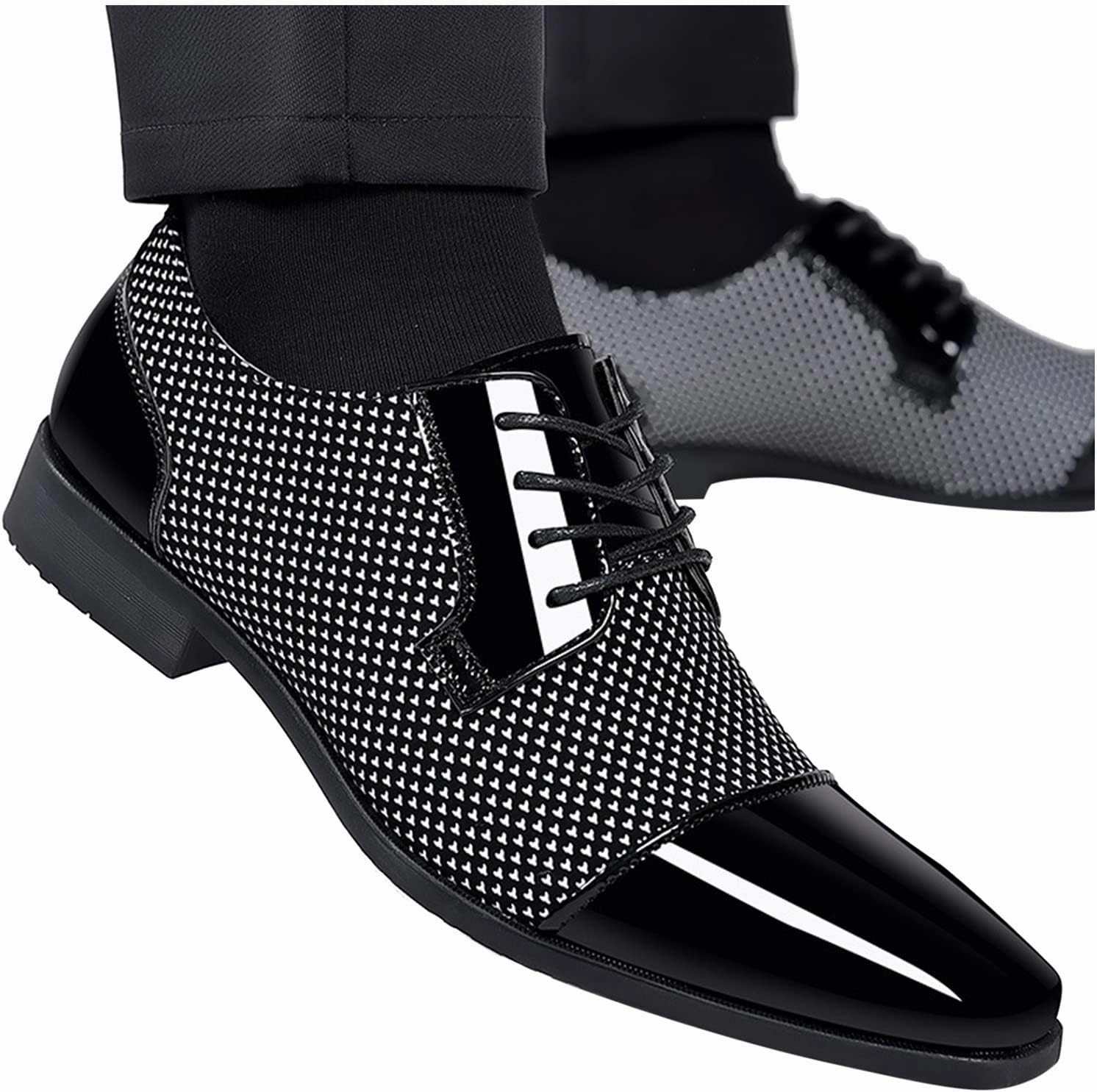 Mens Business Casual Slip On Shoes Classical Style Leather Shoes for Men Slip On PU Leather Low Rubber Sole Block Heel Work Men's Dress Shoes Loafers Leather Casual Shoes Reviews