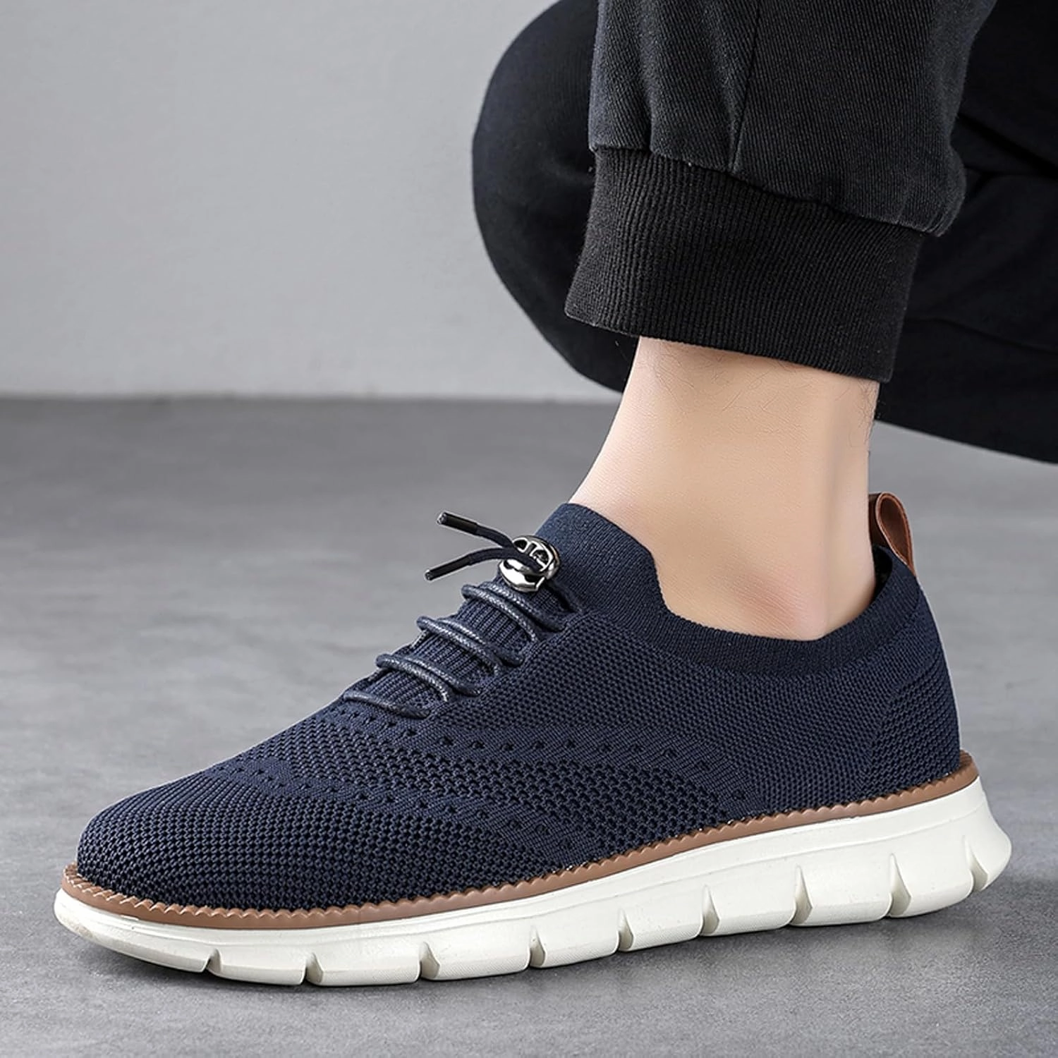 Mens Casual Dress Oxfords Breathable Knit Mesh Lace Up Lightweight Comfortable Walking Fashion Sneakers Jack And Jones Casual Shoes