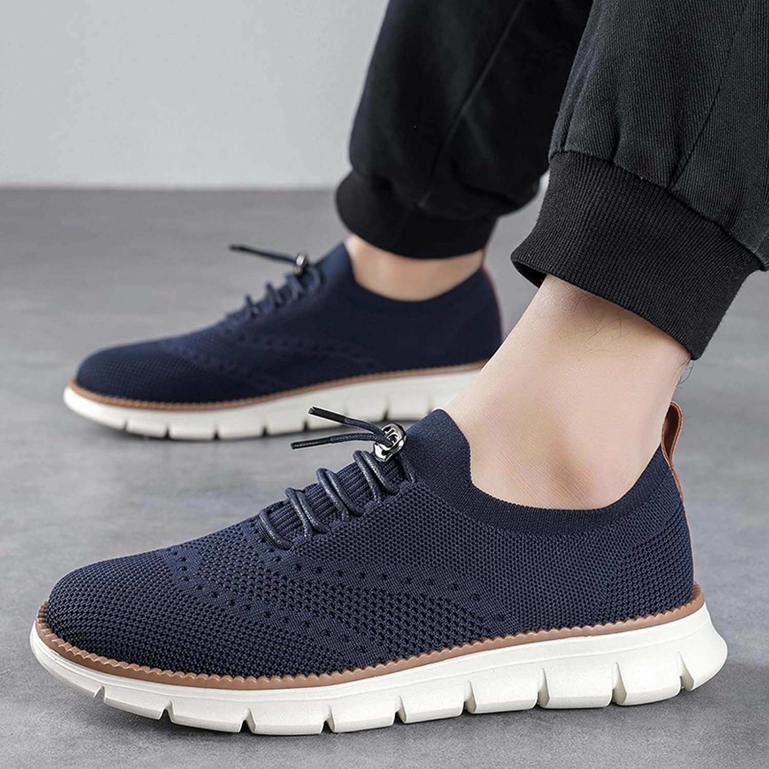 Classic Cortez Leather Casual Shoes Mens Casual Dress Oxfords Breathable Knit Mesh Lace Up Lightweight Comfortable Walking Fashion Sneakers