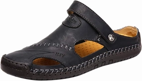 Flat Sole Casual Shoes Mens Casual Sandals Casual Shoes Breathable Sandals Men's Leather Summer Outdoor Beach Rubber Slide for Men