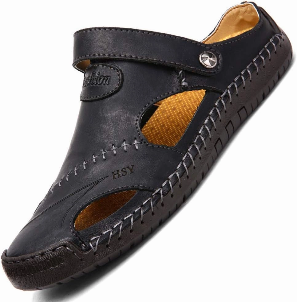 Best Shoes Mens Casual Sandals Casual Shoes Breathable Sandals Men's Leather Summer Outdoor Beach Rubber Slide for Men