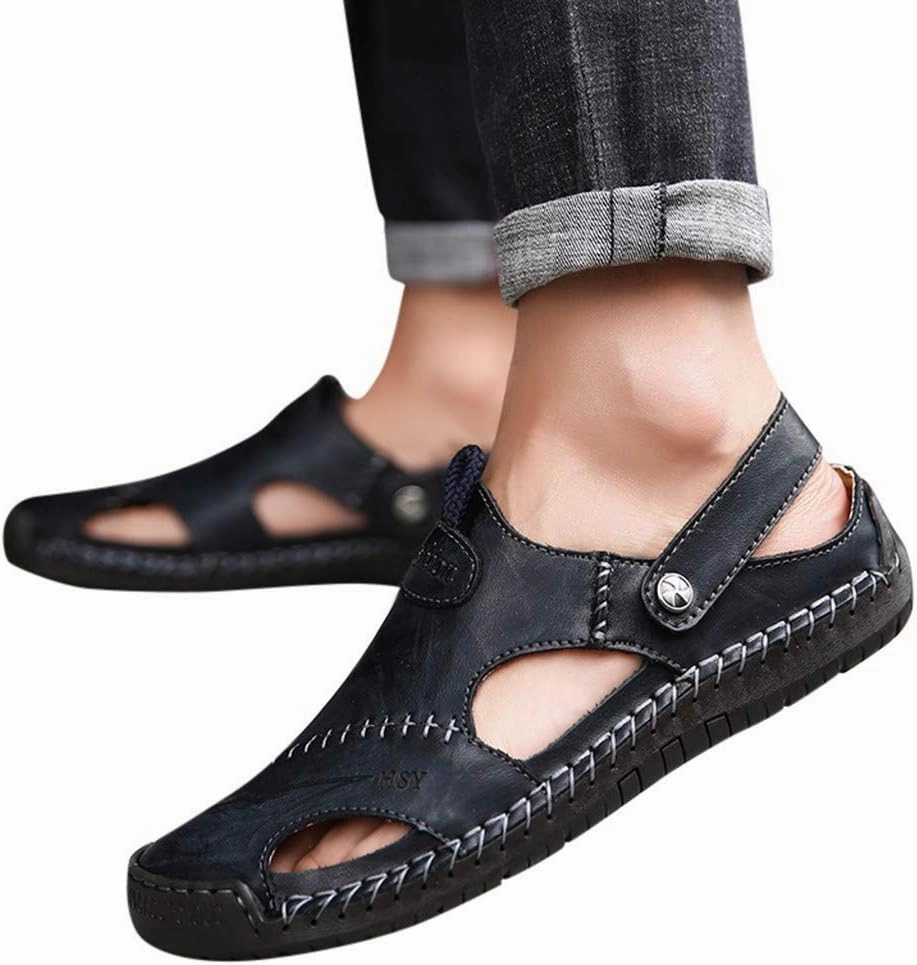Casual Minimalist Shoes Mens Casual Sandals Casual Shoes Breathable Sandals Men's Leather Summer Outdoor Beach Rubber Slide for Men