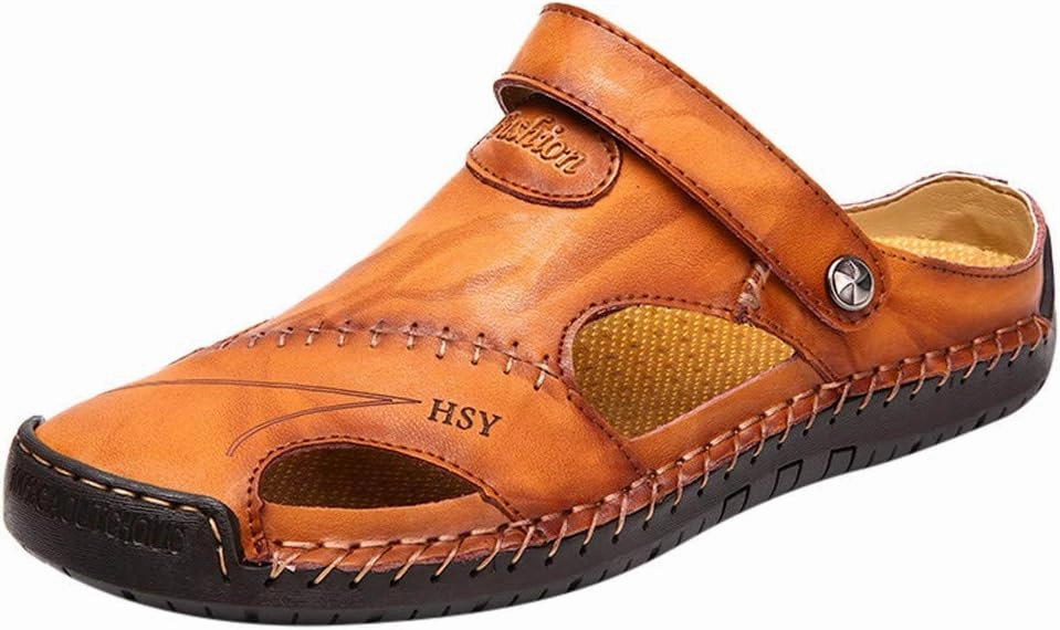 Casual Toe Shoes Mens Casual Sandals Casual Shoes Breathable Sandals Men's Leather Summer Outdoor Beach Rubber Slide for Men